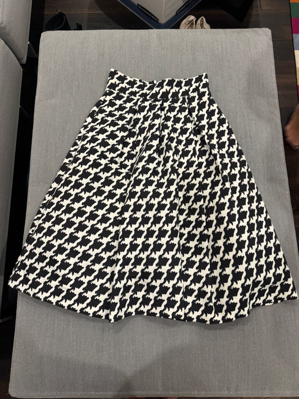 Black & White Houndstooth A-Line Skirt